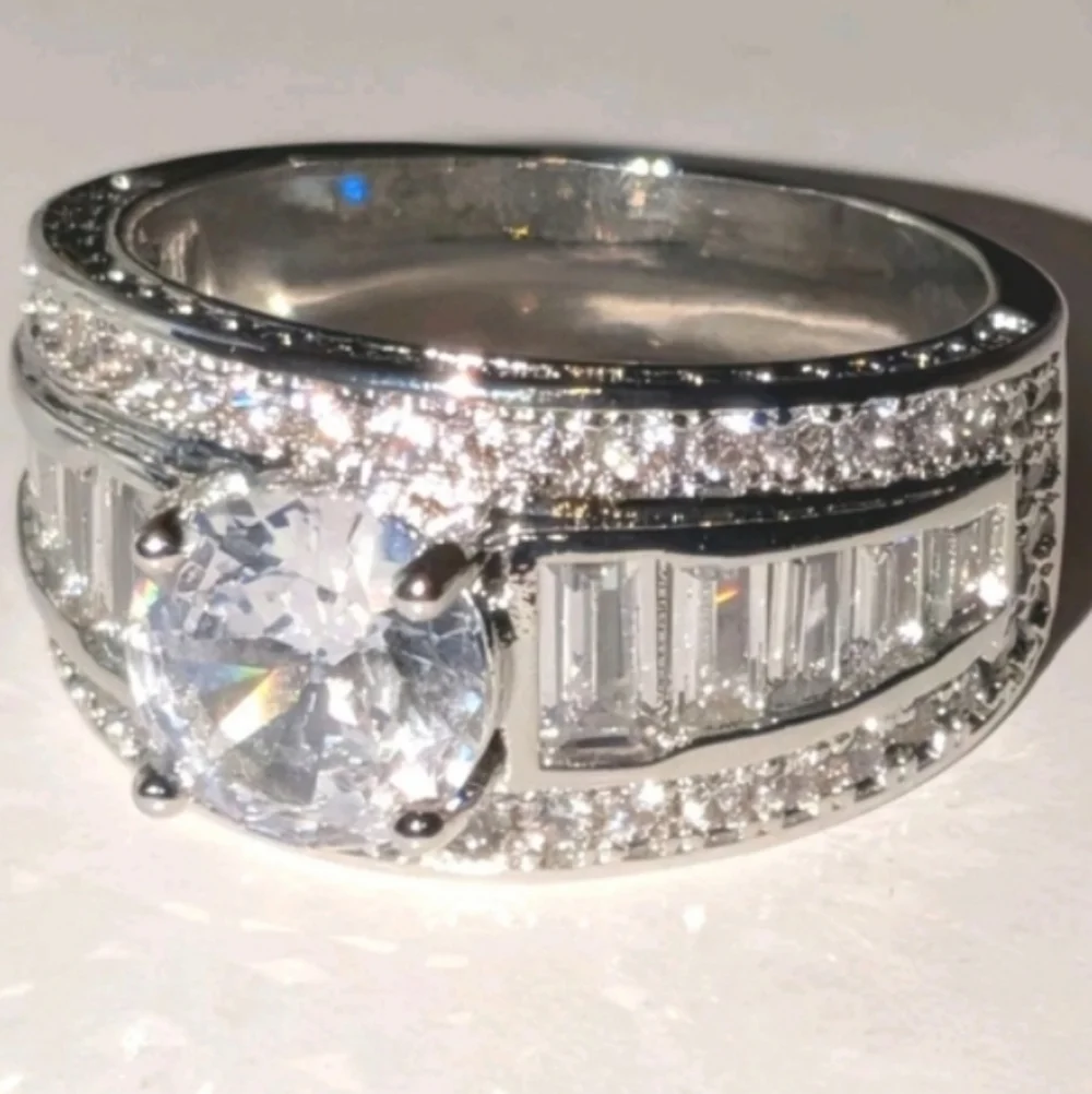 Classic Mens Dazzling 3ct Round Cut Lab Created diamond Engagement ring